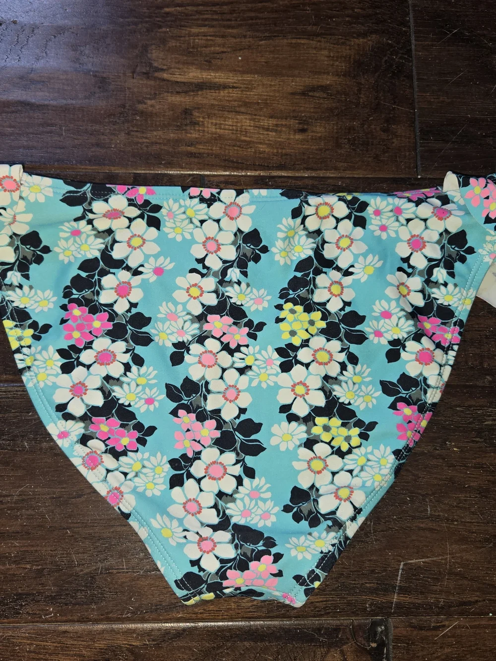 California Waves Aqua Floral High-Neck Ruffle Two-Piece Women's Swim Set, sz L/M